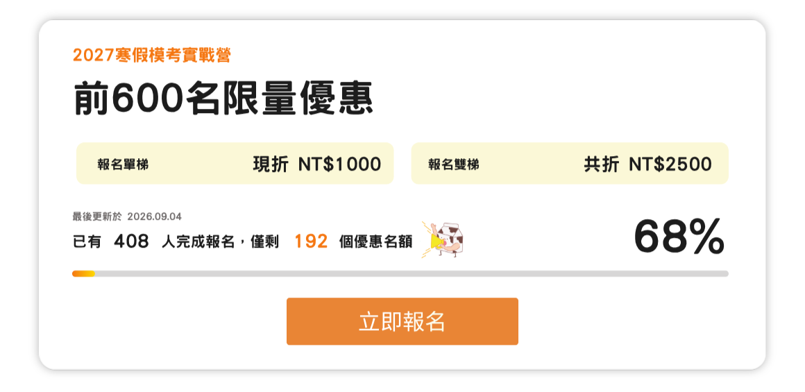 目前報名數每週更新0904 目前報名數每週更新0904