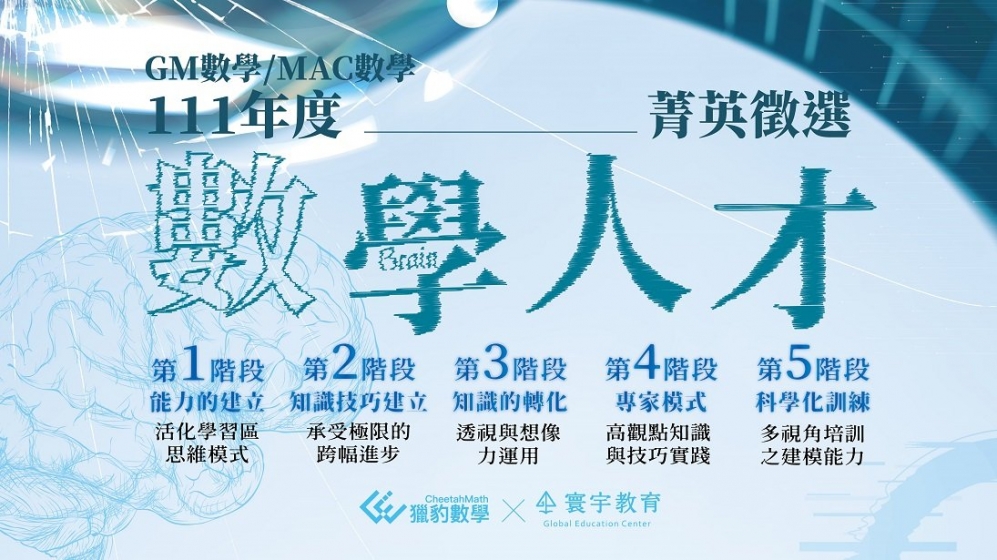 【數學人才菁英甄選】強勢開跑!GM/MAC班寰宇教育X獵豹數學聯合策劃,適合現三年級~六年級踢館挑戰!