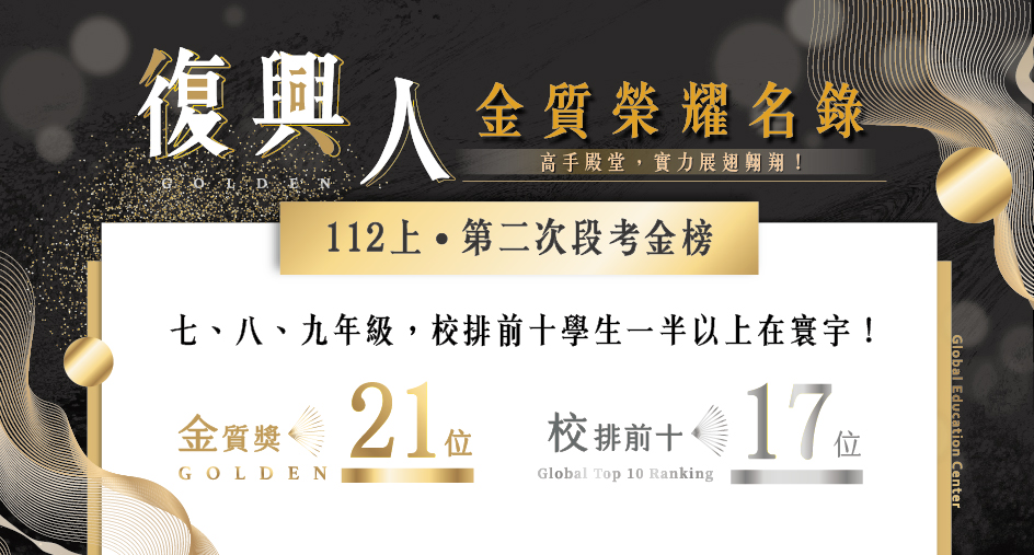 【如此佳績，唯有復興！】112最新復興人金質榮耀名錄